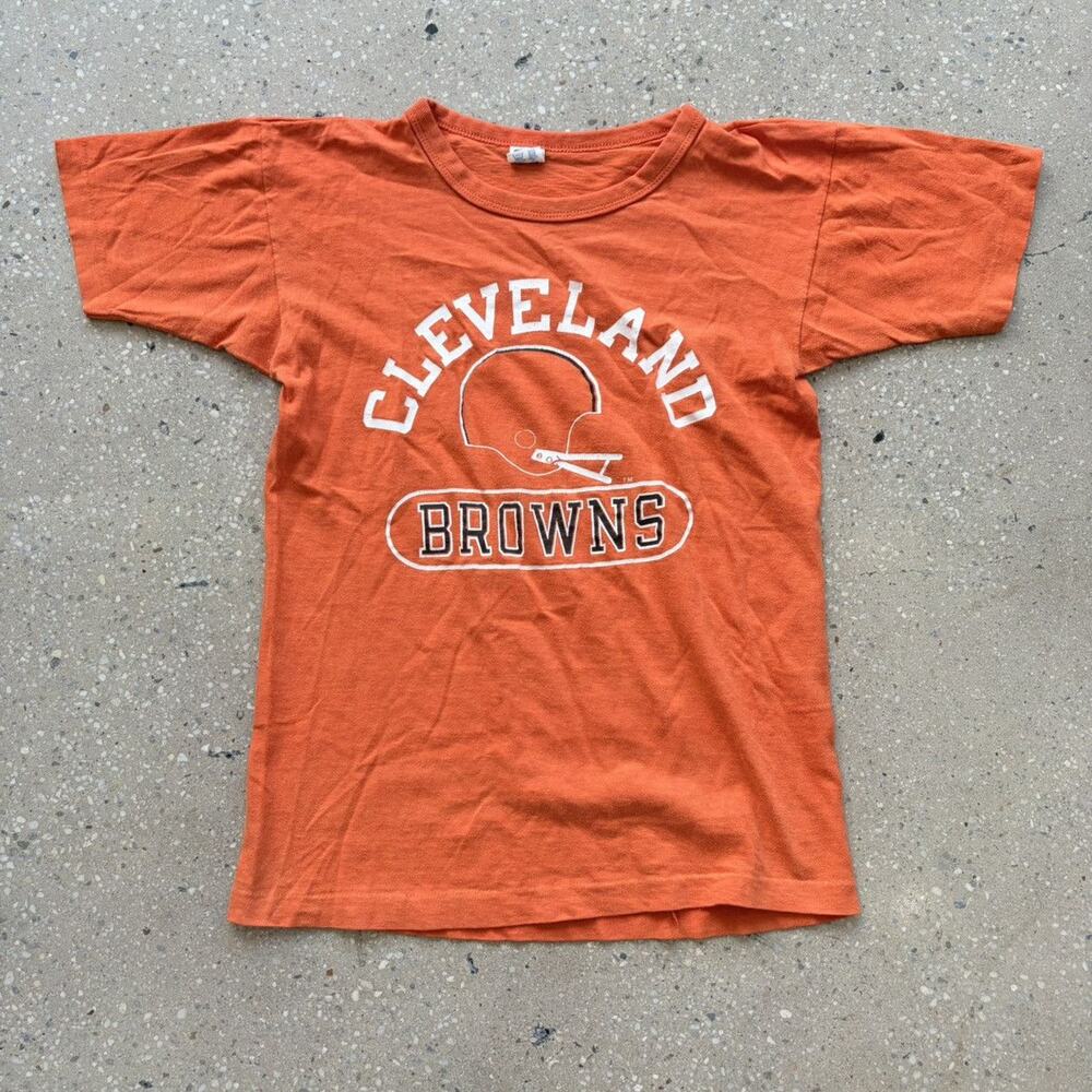 Vintage 80s Cleveland Browns Orange Champion T-Shirt